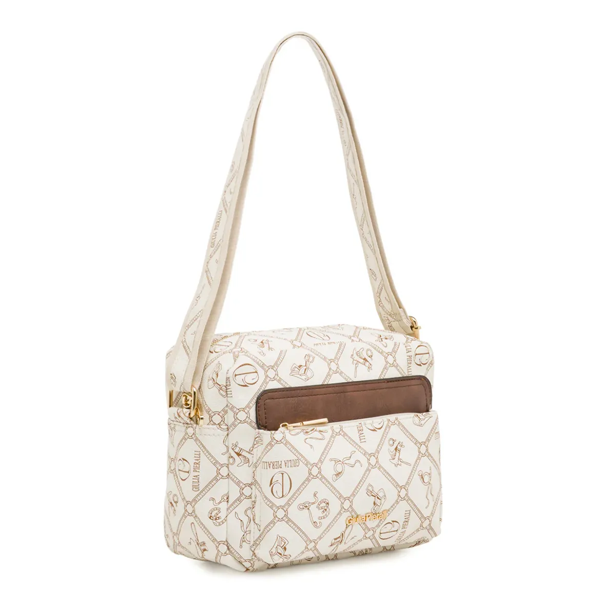 Borsa a tracolla da Donna beige con tasche Giulia Pieralli
