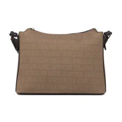 Borsa a Tracolla da Donna Marrone con Stampa Logo All Over Swish Jeans