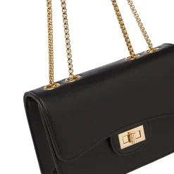 Borsa a tracolla donna nera Lora Ferres con catena metallica dorata