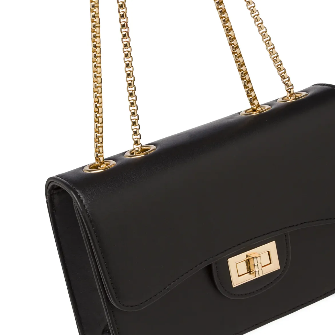 Borsa a tracolla donna nera Lora Ferres con catena metallica dorata