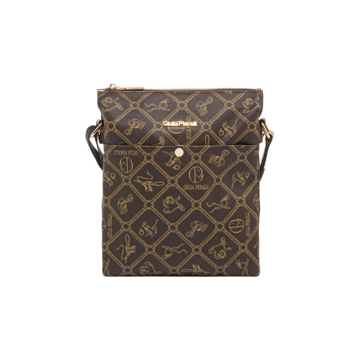 Borsa a tracolla marrone da Donna con stampa monogram Giulia Pieralli