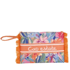 Borsa clutch da Donna arancione a fantasia floreale Camomilla Milano