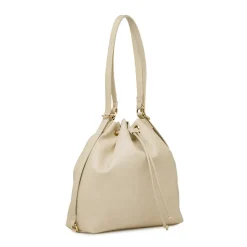 Borsa da donna Lora Ferres bianca stile secchiello con coulisse