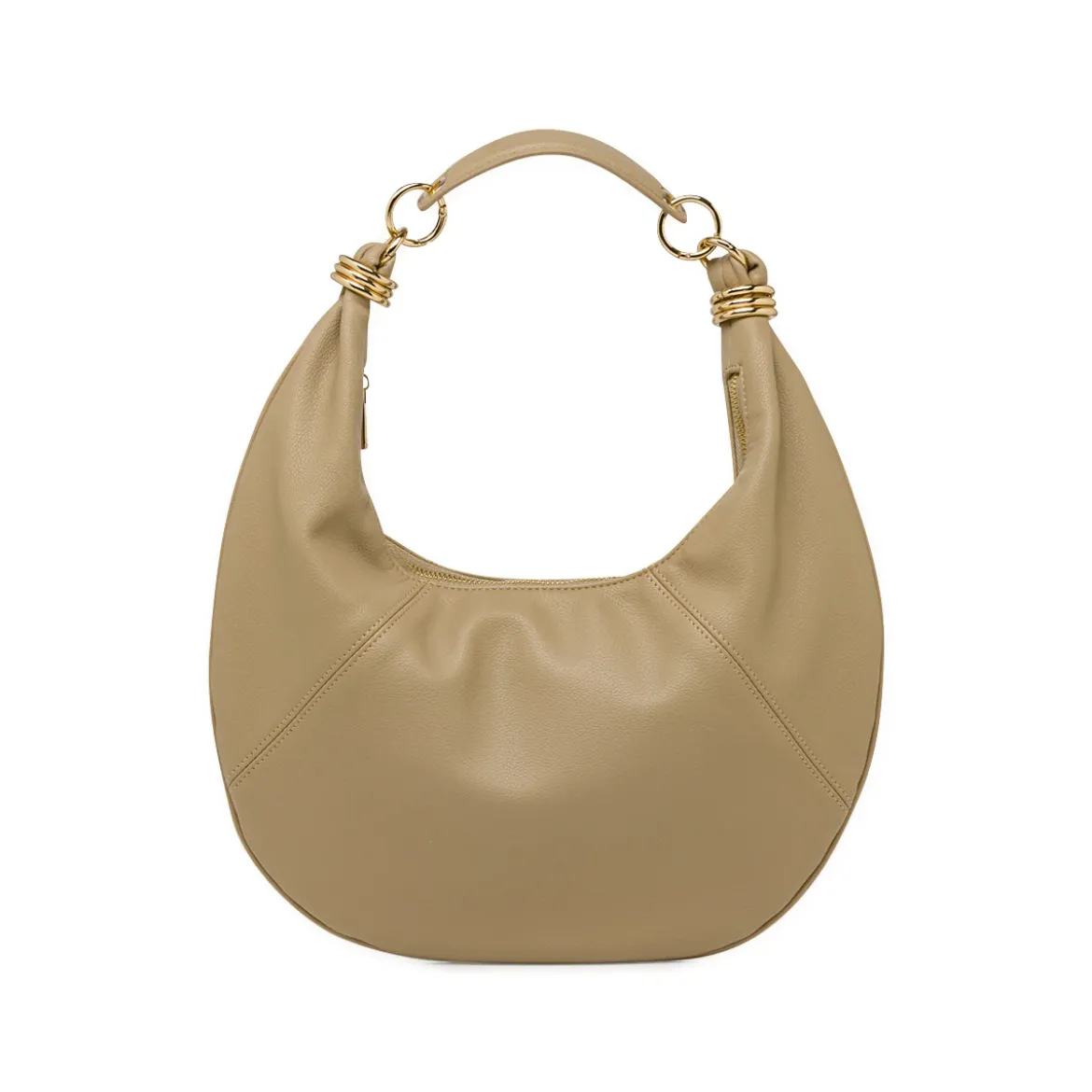 Borsa da Donna Lora Ferres taupe a forma di luna e con anelli dorati