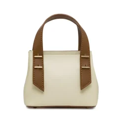 Borsa Donna Bianca a mano con manici marroni Lora Ferres