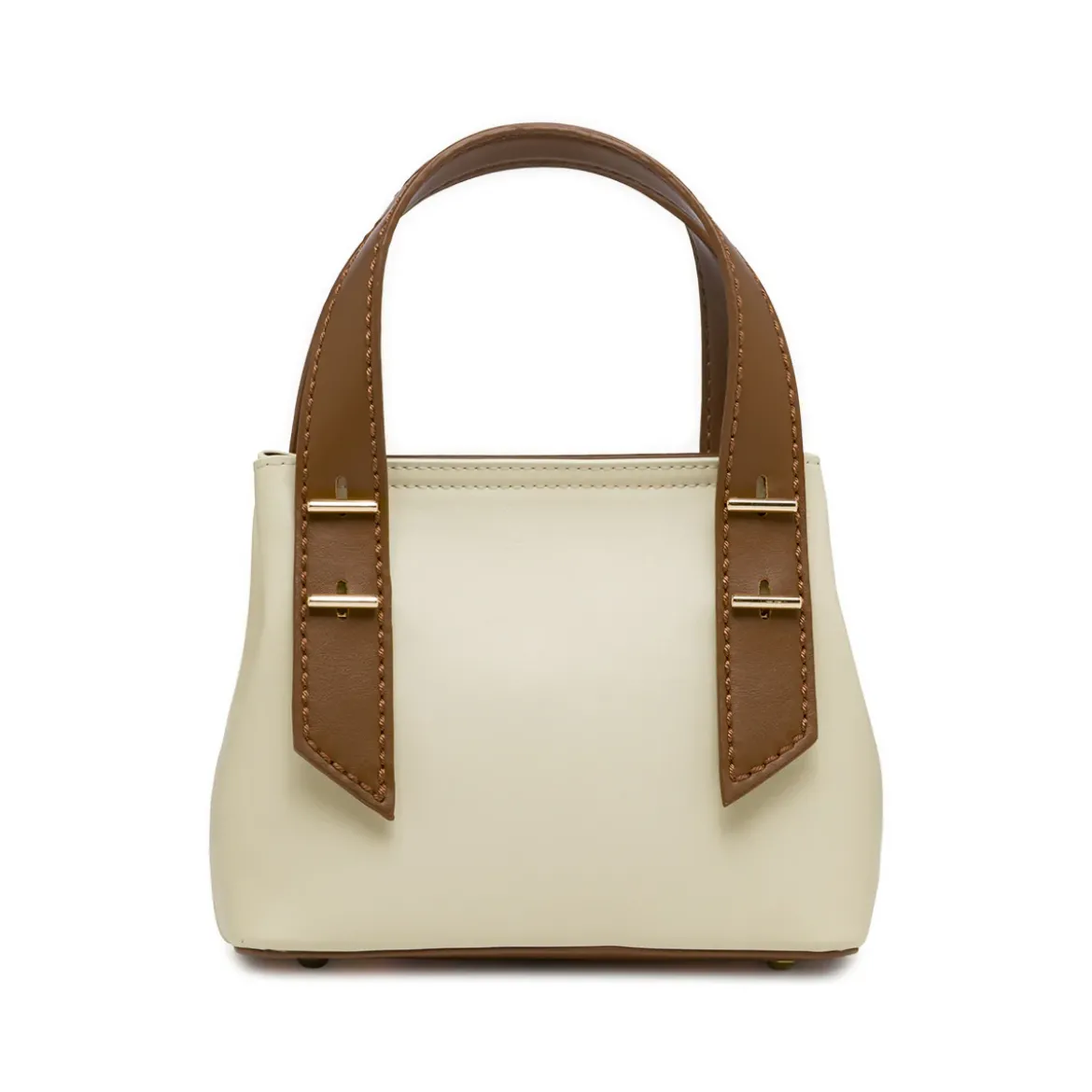 Borsa Donna Bianca a mano con manici marroni Lora Ferres