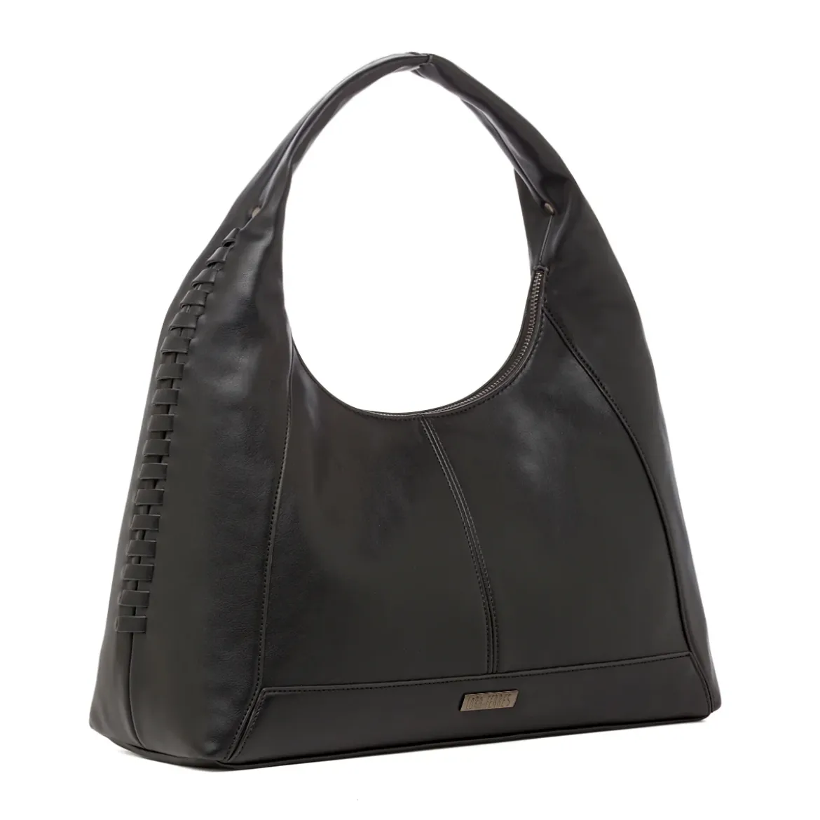 Borsa Hobo da Donna Nera con Dettaglio Intrecciato Lora Ferres