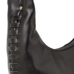 Borsa Hobo da Donna Nera con Dettaglio Intrecciato Lora Ferres
