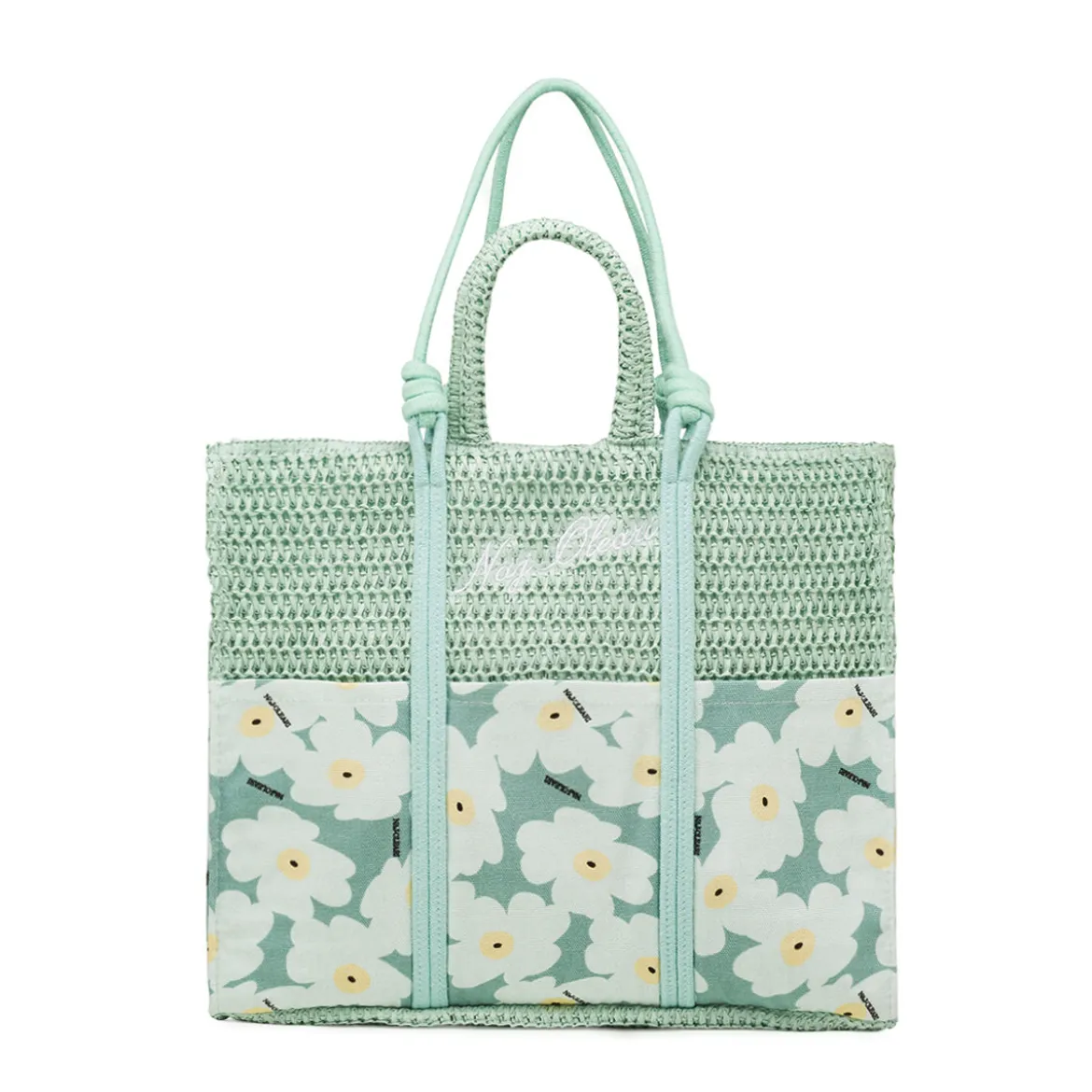 Borsa mare da Donna azzurro acqua con motivo floreale Naj Oleari