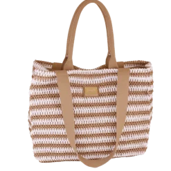Borsa mare da Donna beige e bianco effetto paglia Camomilla Milano
