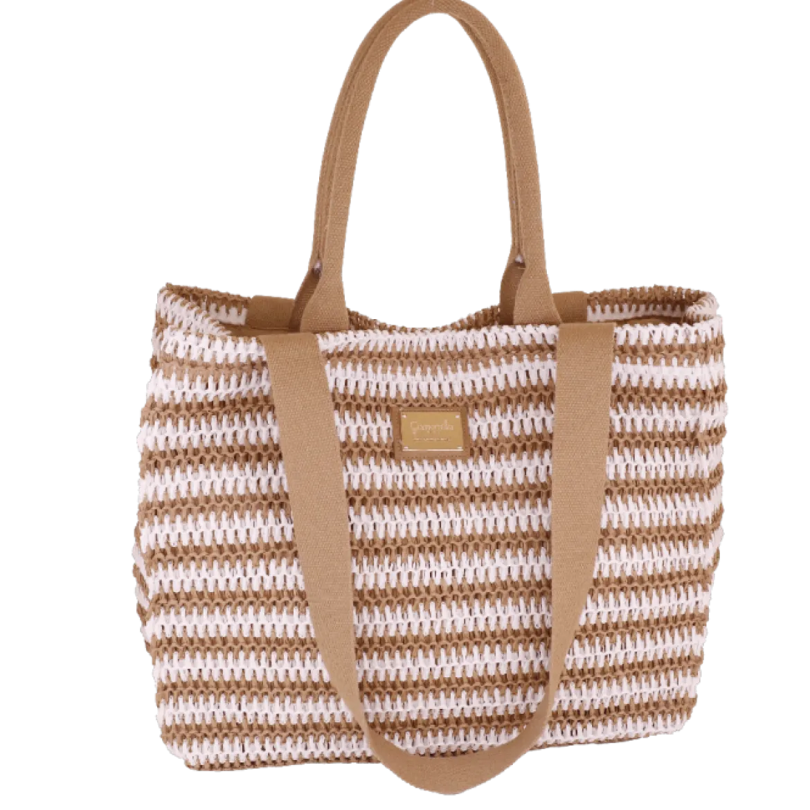 Borsa mare da Donna beige e bianco effetto paglia Camomilla Milano