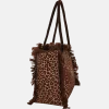 Borsa mare da Donna marrone animalier con frange Camomilla Milano