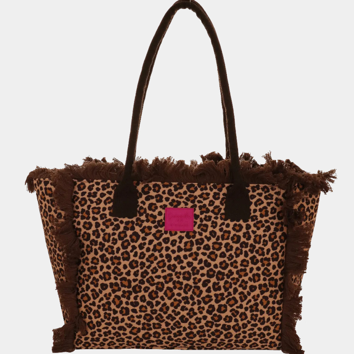 Borsa mare da Donna marrone animalier con frange Camomilla Milano