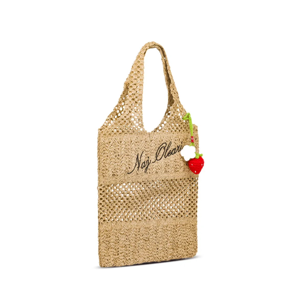 Borsa mare da Donna nude in paglia intrecciata con charm Naj Oleari