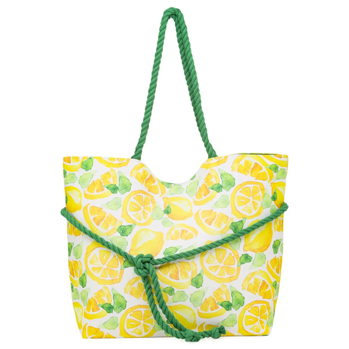 Borsa mare Donna con stampa limoni e manici in corda Camomilla Milano