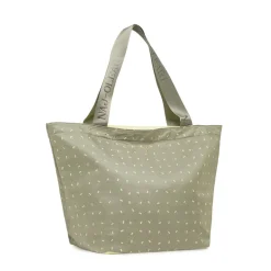Borsa mare Donna khaki con stampa palme e spallacci logati Naj Oleari