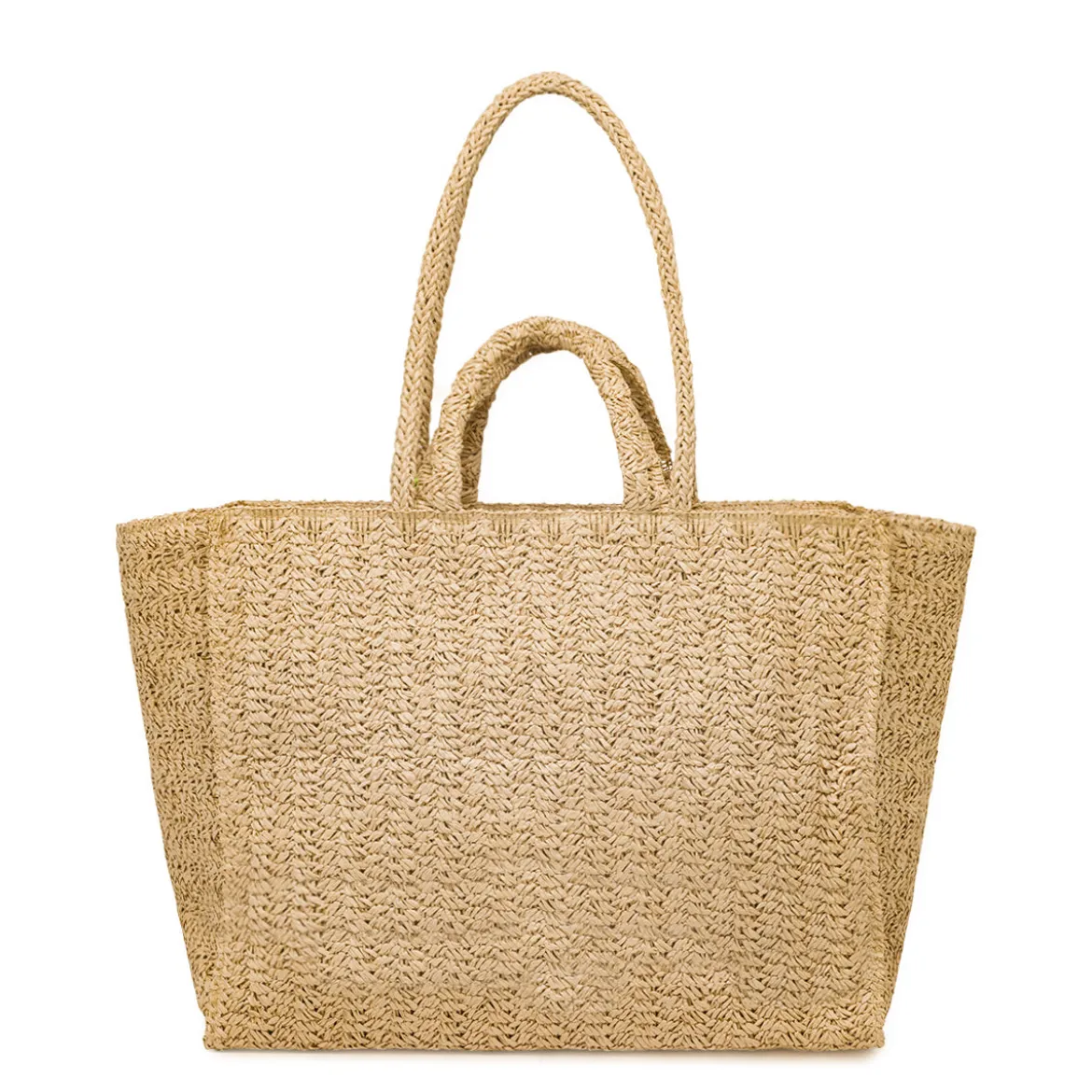Borsa mare effetto rafia da Donna beige con ricamo fragole Naj Oleari