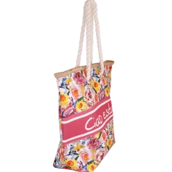 Borsa mare fucsia con fantasia floreale da Donna Camomilla Milano