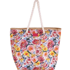 Borsa mare fucsia con fantasia floreale da Donna Camomilla Milano