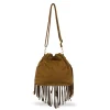 Borsa marrone effetto scamosciato da Donna con frange Lora Ferres