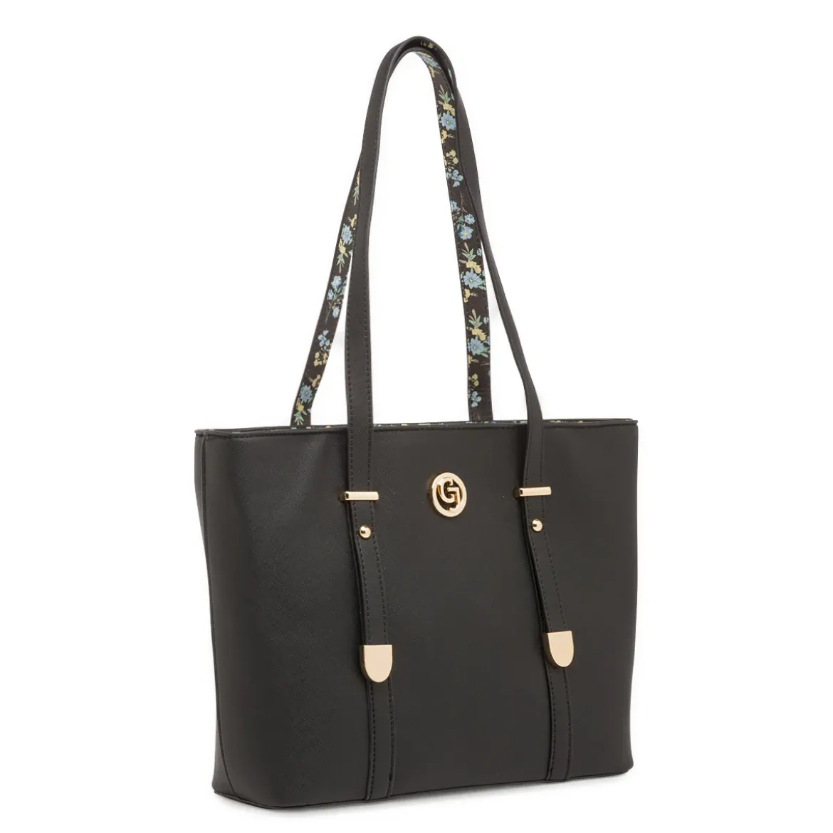 Borsa nera da Donna con dettagli fiori e trama saffiano Carrera Jeans