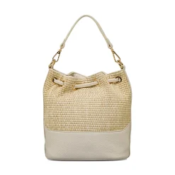 Borsa secchiello da Donna beige effetto paglia Lora Ferres