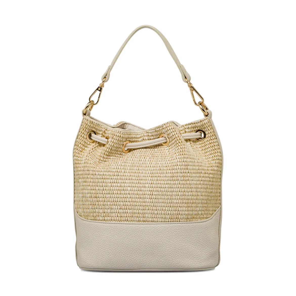 Borsa secchiello da Donna beige effetto paglia Lora Ferres