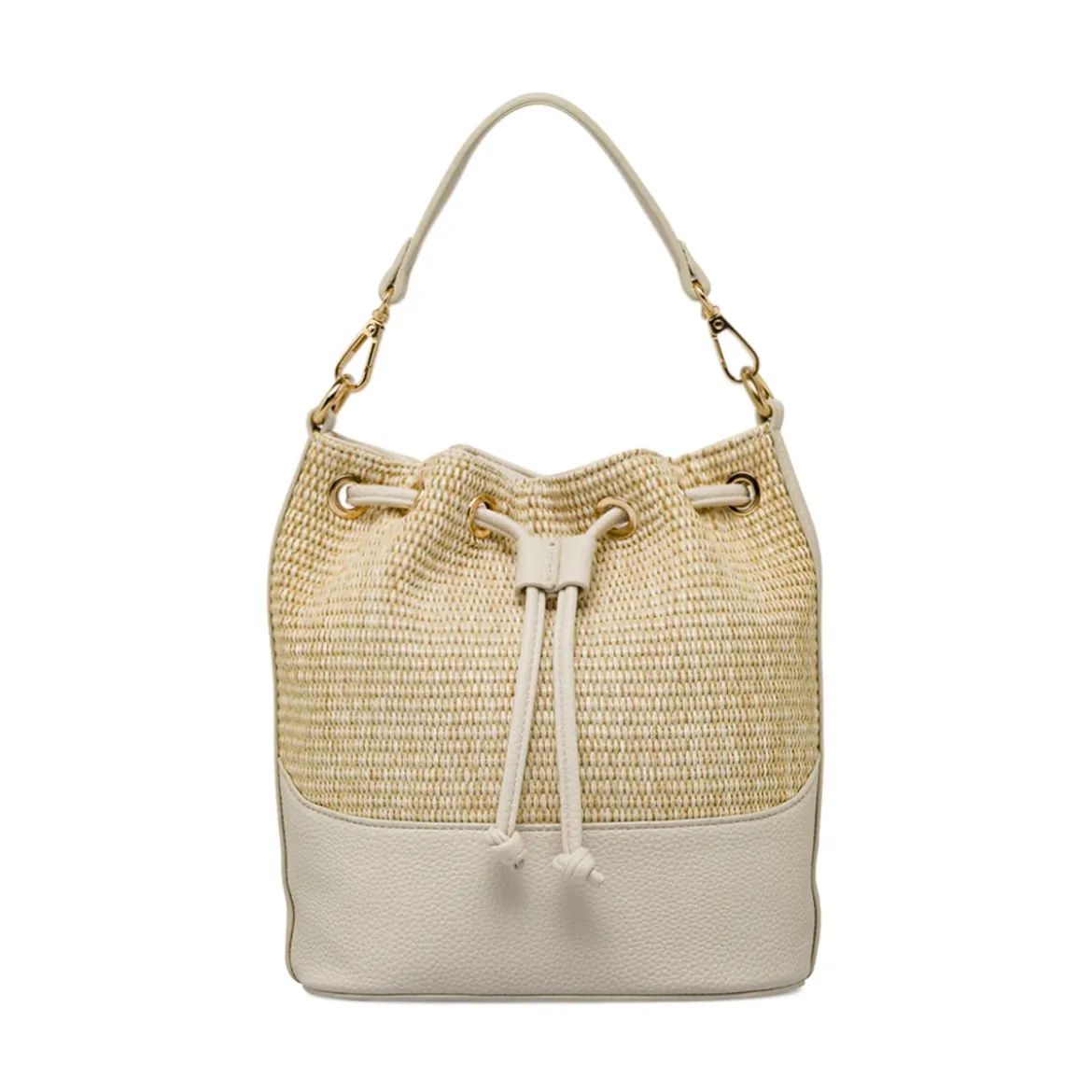 Borsa secchiello da Donna beige effetto paglia Lora Ferres
