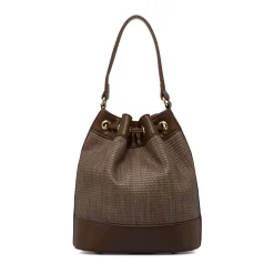 Borsa secchiello marrone da Donna effetto intrecciato Lora Ferres