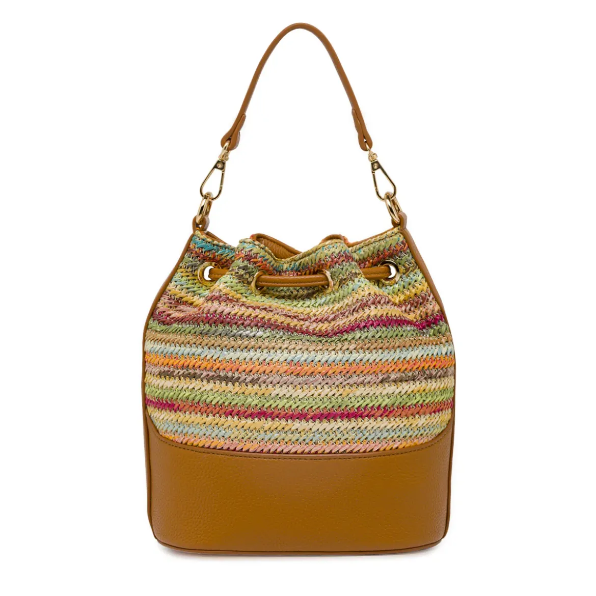 Borsa secchiello multicolore Donna effetto paglia Lora Ferres