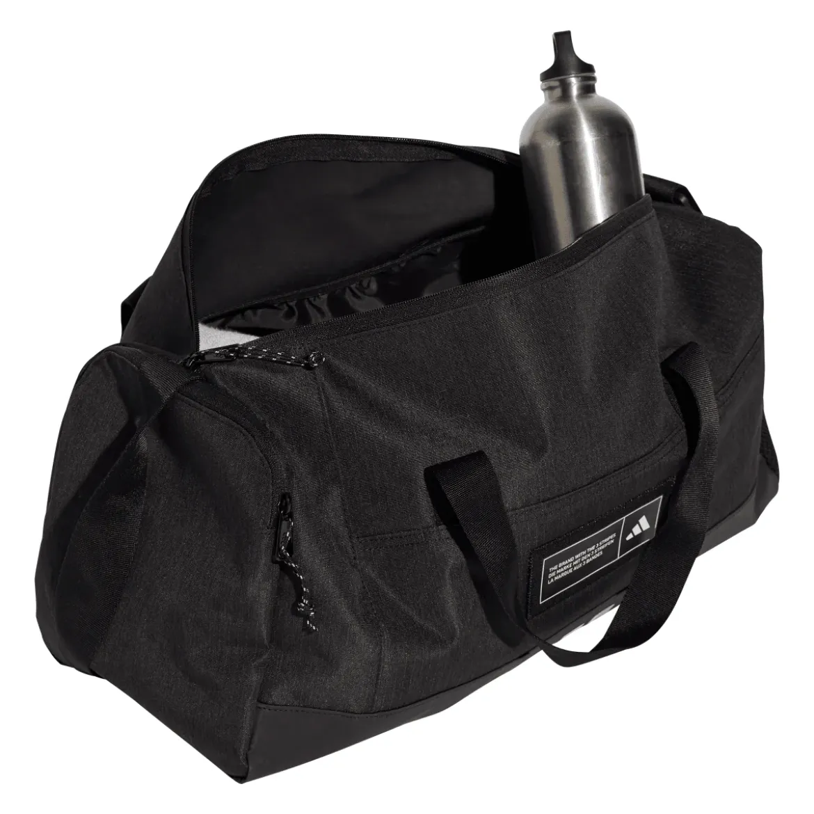 Borsa sportiva nera con etichetta logo frontale adidas