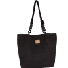 Borsa tote bag mare nera da Donna effetto paglia Camomilla Milano