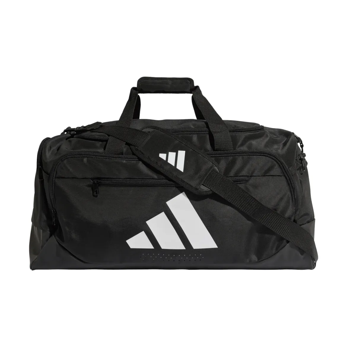 Borsone nero adidas con grande logo bianco per palestra o viaggi