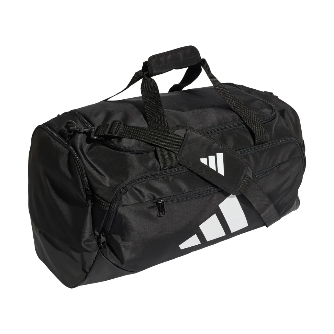 Borsone nero adidas con grande logo bianco per palestra o viaggi