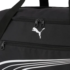 Borsone sportivo nero con tasche e tracolla con logo Puma Phase