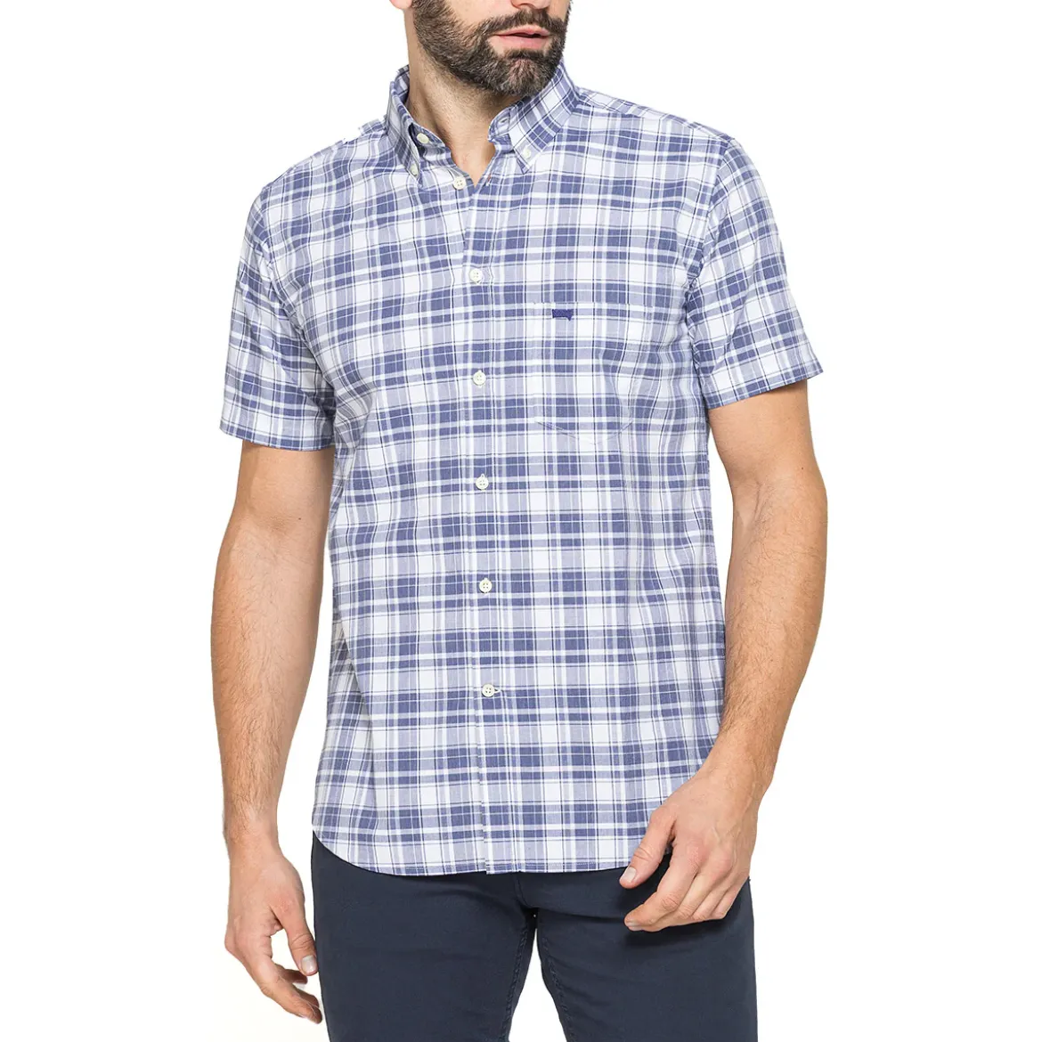 Camicia casual da Uomo a quadri blu e bianchi Carrera Jeans