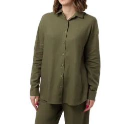 Camicia Verde da Donna in Misto Lino a Manica Lunga Swish Jeans