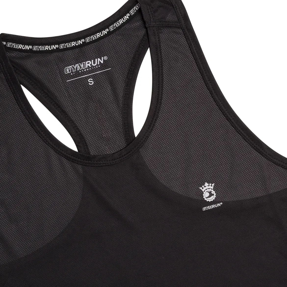Canotta nera sportiva da donna con logo GymRun