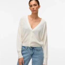 Cardigan leggero bianco da Donna con scollo a V Vero Moda