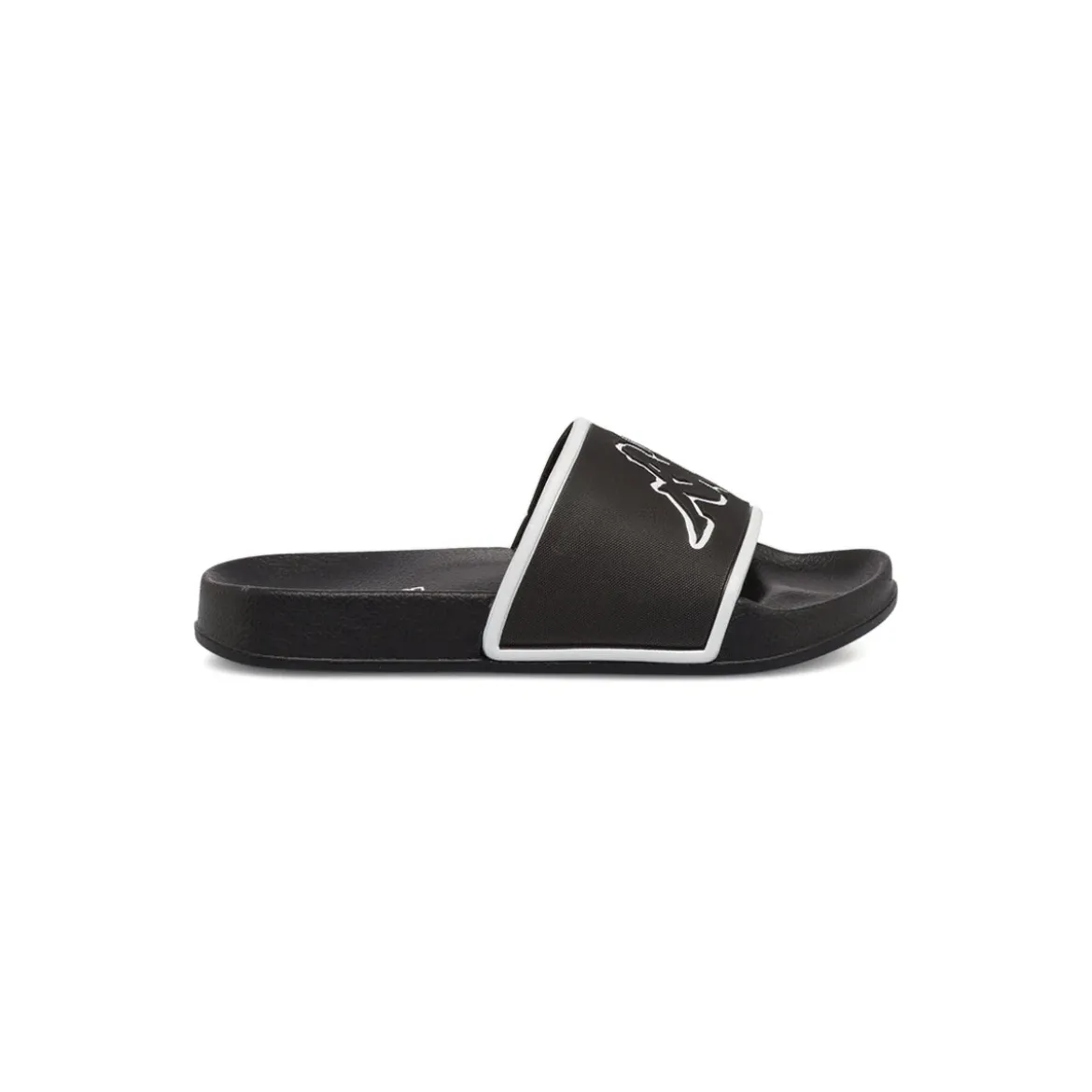 Ciabatte a fascia Bambino Nere con maxi logo bianco Kappa