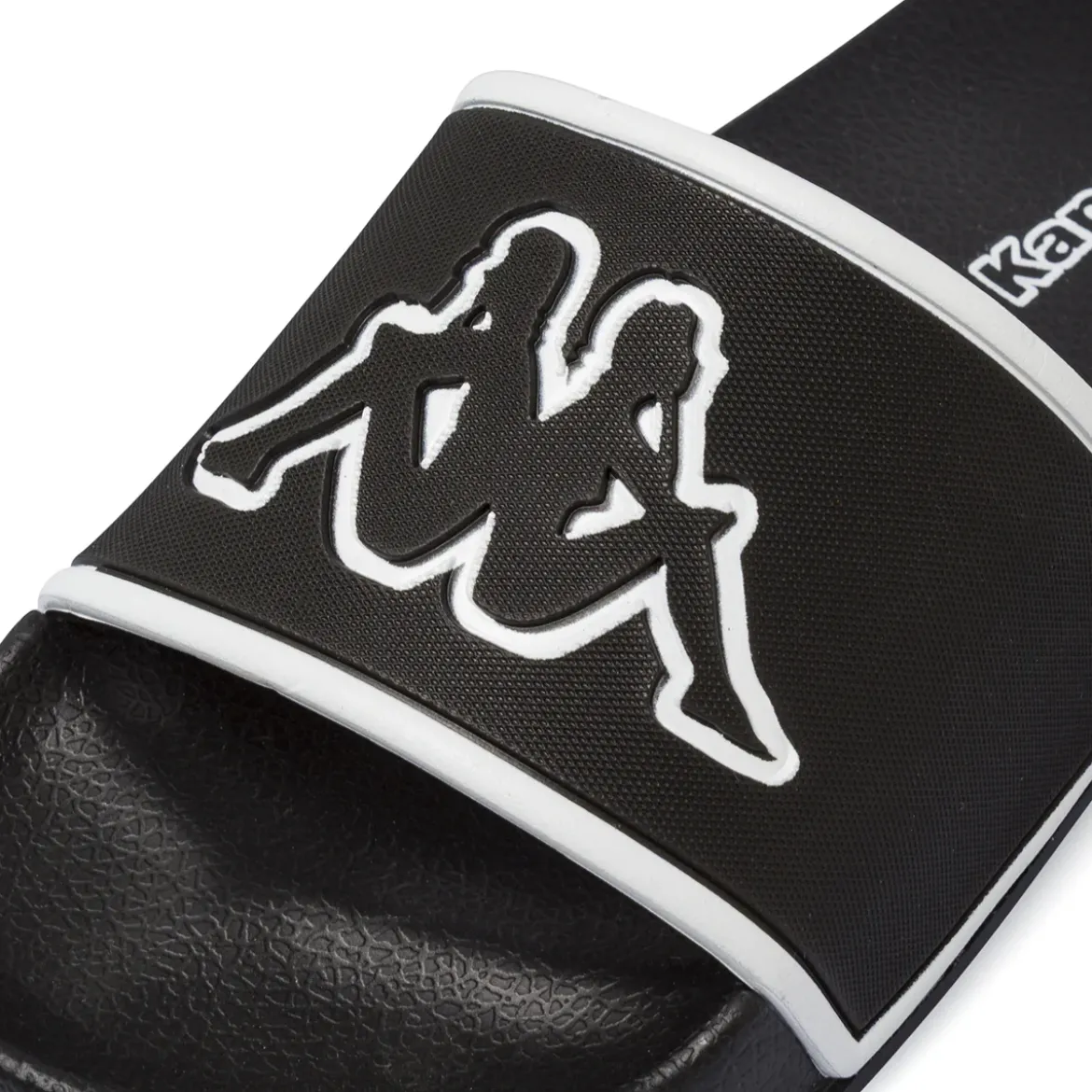 Ciabatte a fascia Bambino Nere con maxi logo bianco Kappa