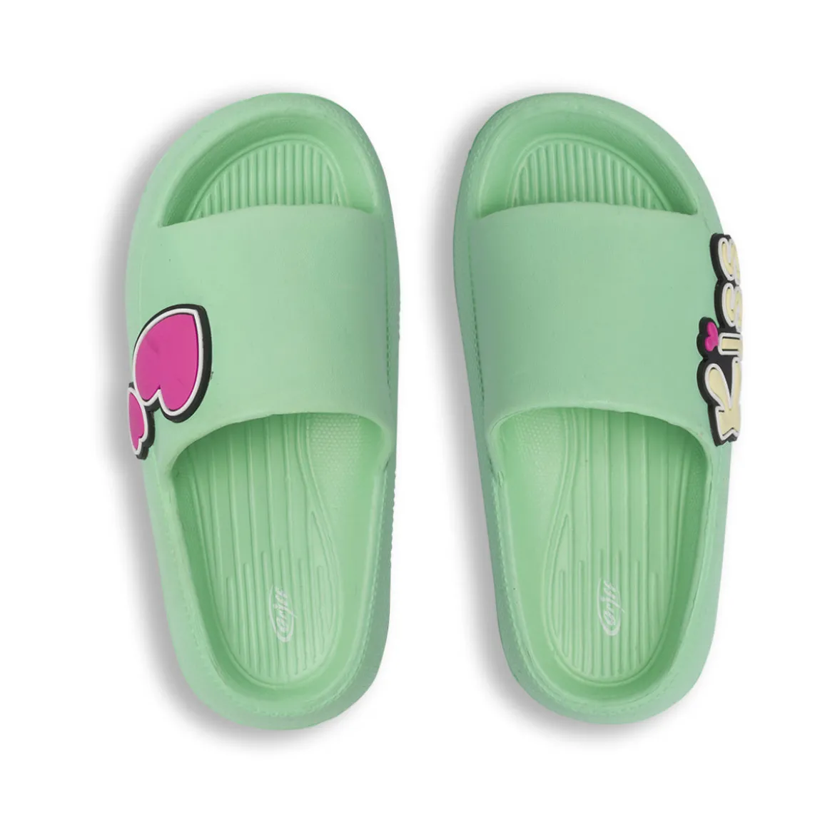 Ciabatte a fascia da Donna verde menta con patch colorati Griff