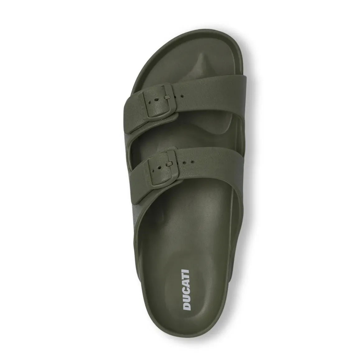 Ciabatte a fascia verdi militare da Uomo con doppie fibbie Ducati