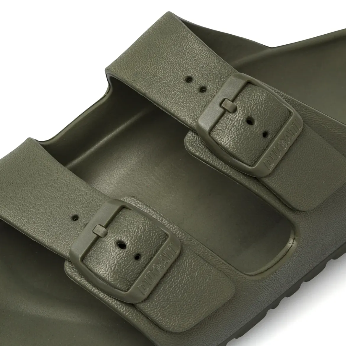 Ciabatte a fascia verdi militare da Uomo con doppie fibbie Ducati