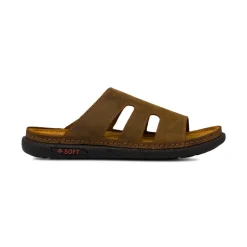 Ciabatte casual comfort Marroni da Uomo in Pelle P Soft