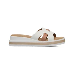 Ciabatte Comfort da Donna Bianche con inserto in contrasto beige P Soft