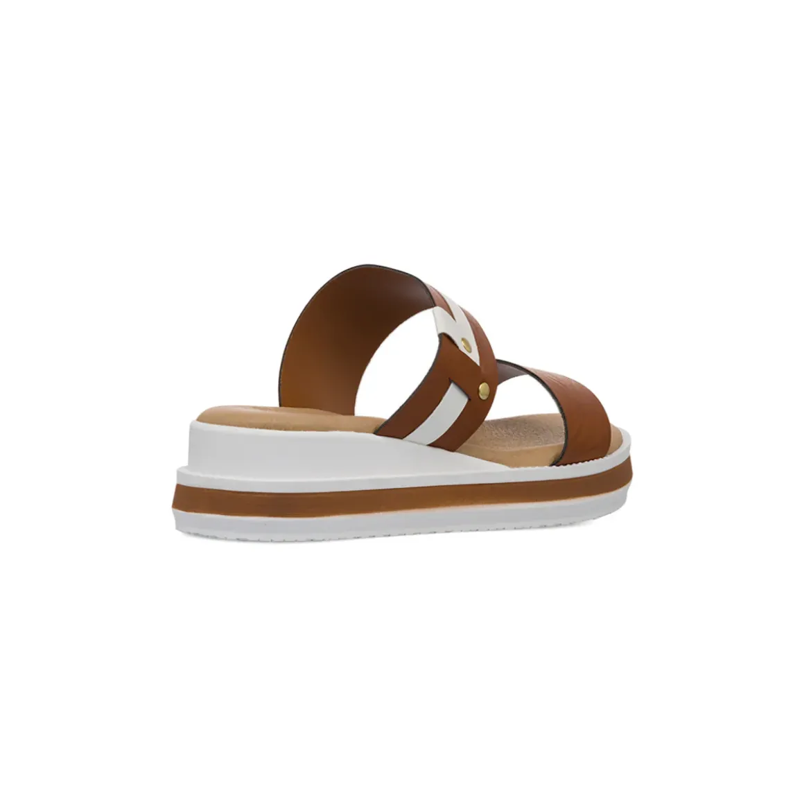 Ciabatte con zeppa comfort bicolore cuoio e bianco da Donna P Soft