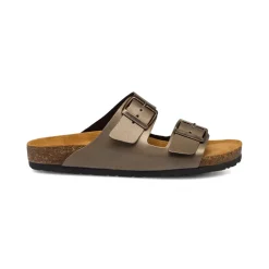 Ciabatte da donna bronzo con sottopiede in pelle e doppia fibbia Italia Trend Sabina