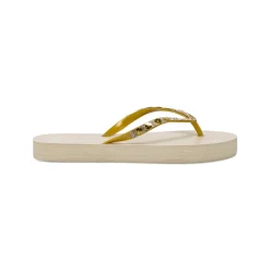 Ciabatte infradito da Donna beige con strass e fiori decorativi Griff