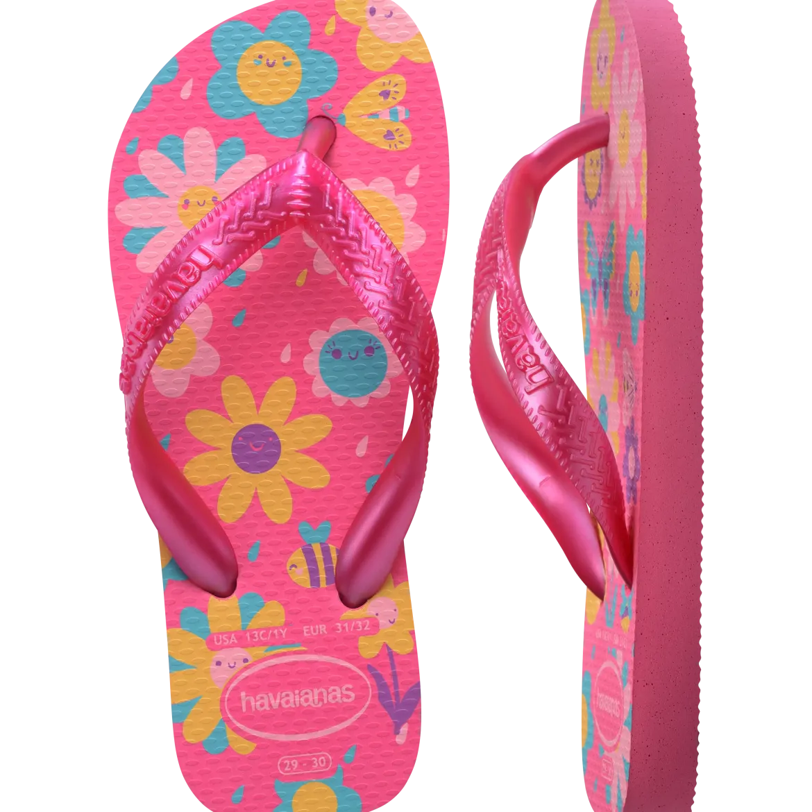 Ciabatte Infradito Rosa Bambina in gomma con stampa floreale Havaianas